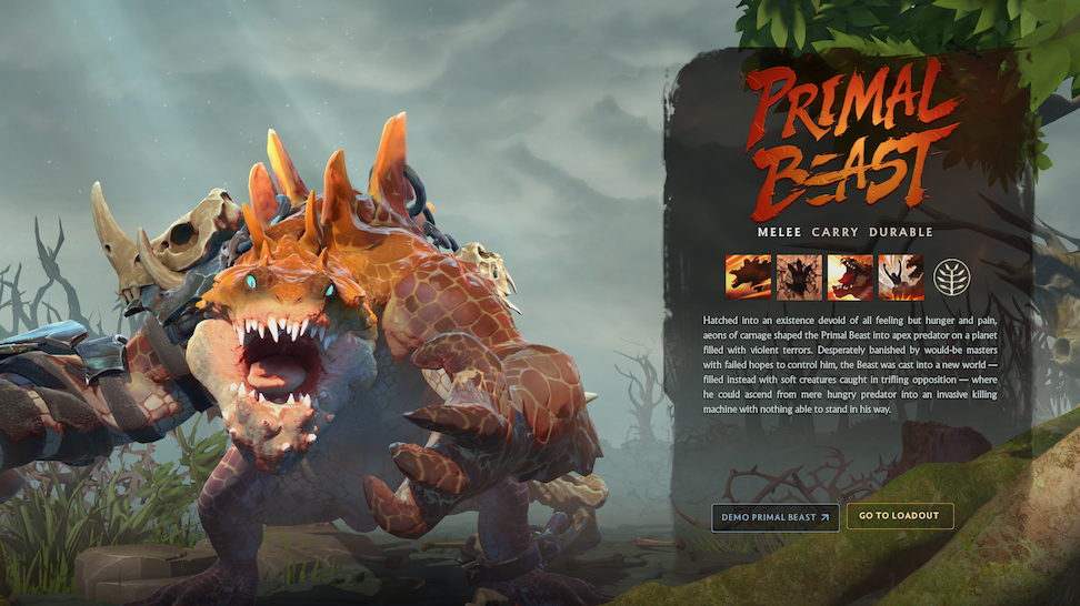 First appearances of Primal Beast in Competitive Dota