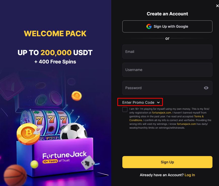 FortuneJack Promo Code "Hella_130"