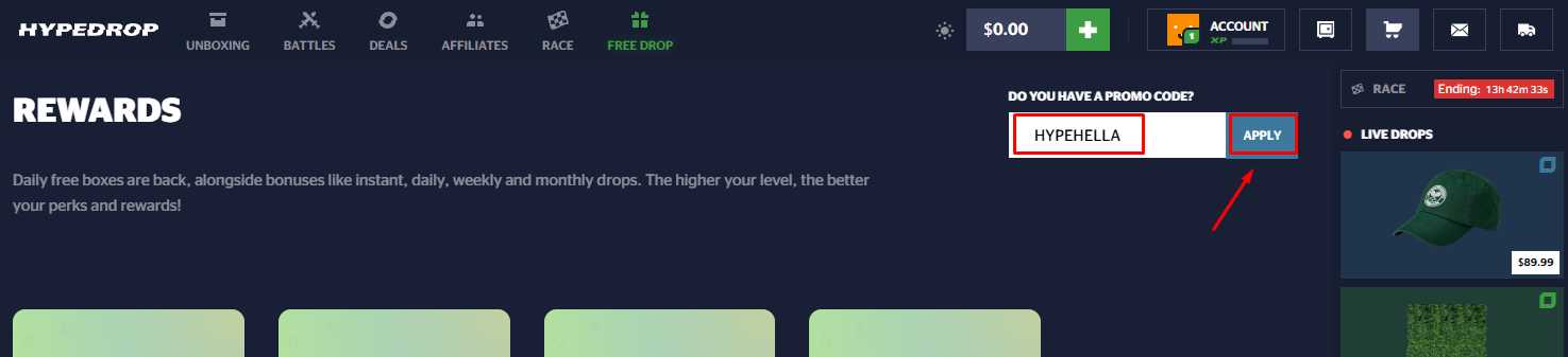 HypeDrop Promo Code (December 2025) — HYPEHELLA for 3 Free Boxes + 5% Cash Bonus