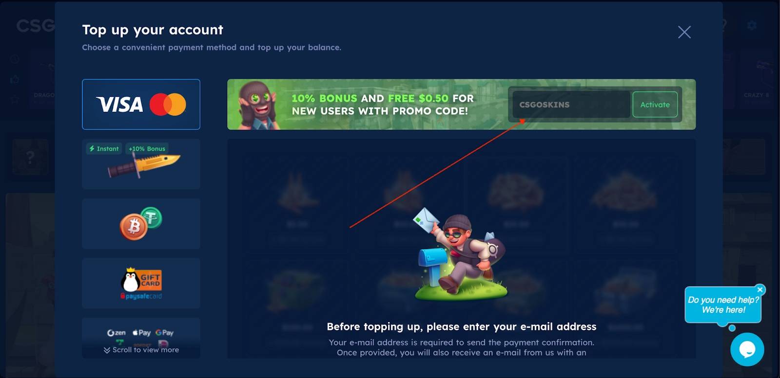 CSGO-Skins Promo Code 2025: Get $0.5 for Free